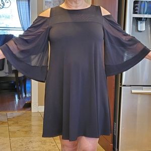 Black cold shoulder dress